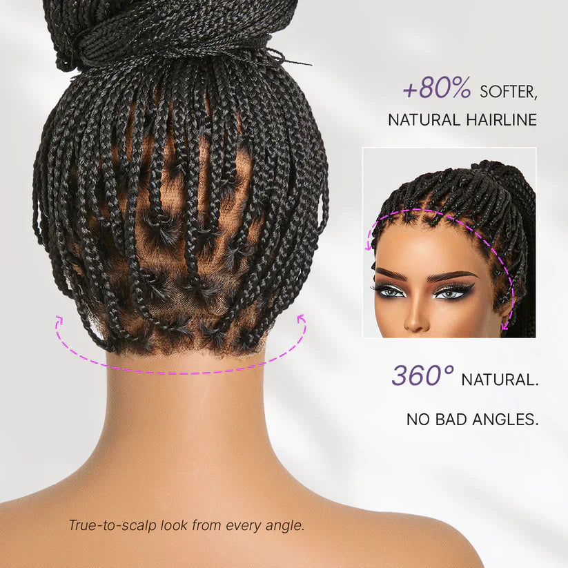 🥰[New Arrival] Salon Braids Super Natural Scalp Full HD Lace Knotless Box Braided Wig