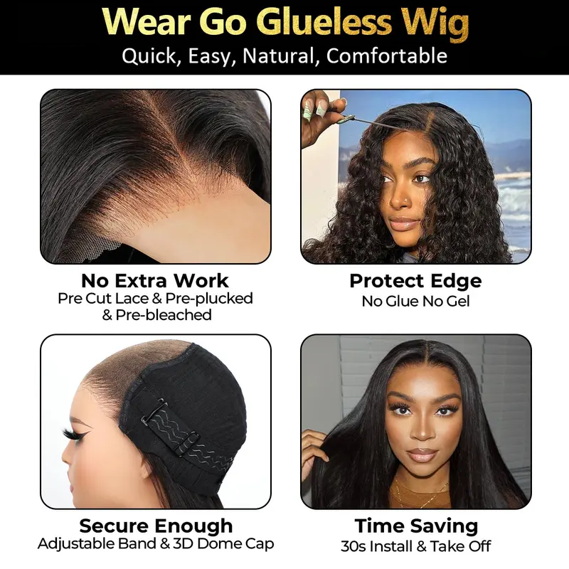 🔥Limited-time offer: 50% off! Pre-cut lace voluminous straight wig, 360° full lace front, glue-free.