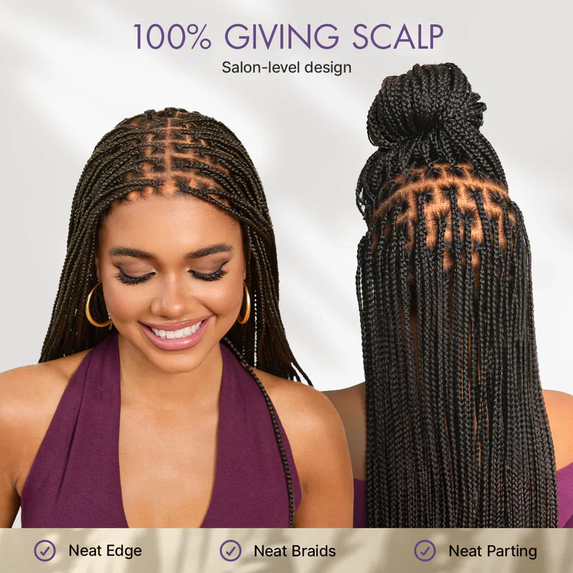 🥰[New Arrival] Salon Braids Super Natural Scalp Full HD Lace Knotless Box Braided Wig