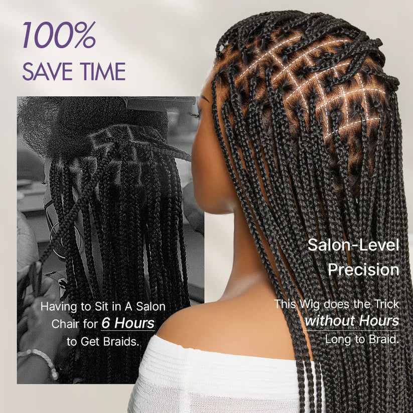 🥰[New Arrival] Salon Braids Super Natural Scalp Full HD Lace Knotless Box Braided Wig