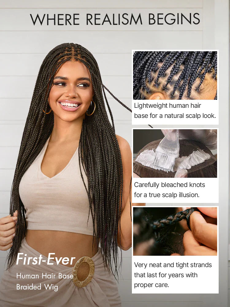 🥰[New Arrival] Salon Braids Super Natural Scalp Full HD Lace Knotless Box Braided Wig