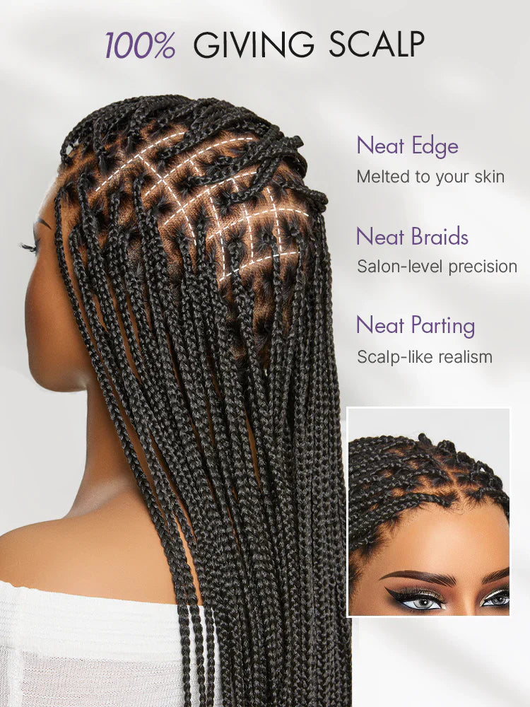 🥰[New Arrival] Salon Braids Super Natural Scalp Full HD Lace Knotless Box Braided Wig