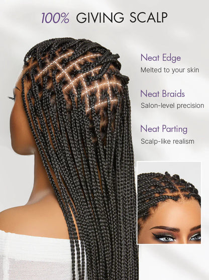 🥰[New Arrival] Salon Braids Super Natural Scalp Full HD Lace Knotless Box Braided Wig