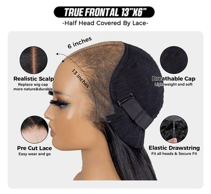 🔥Limited-time offer: 50% off! Pre-cut lace voluminous straight wig, 360° full lace front, glue-free.