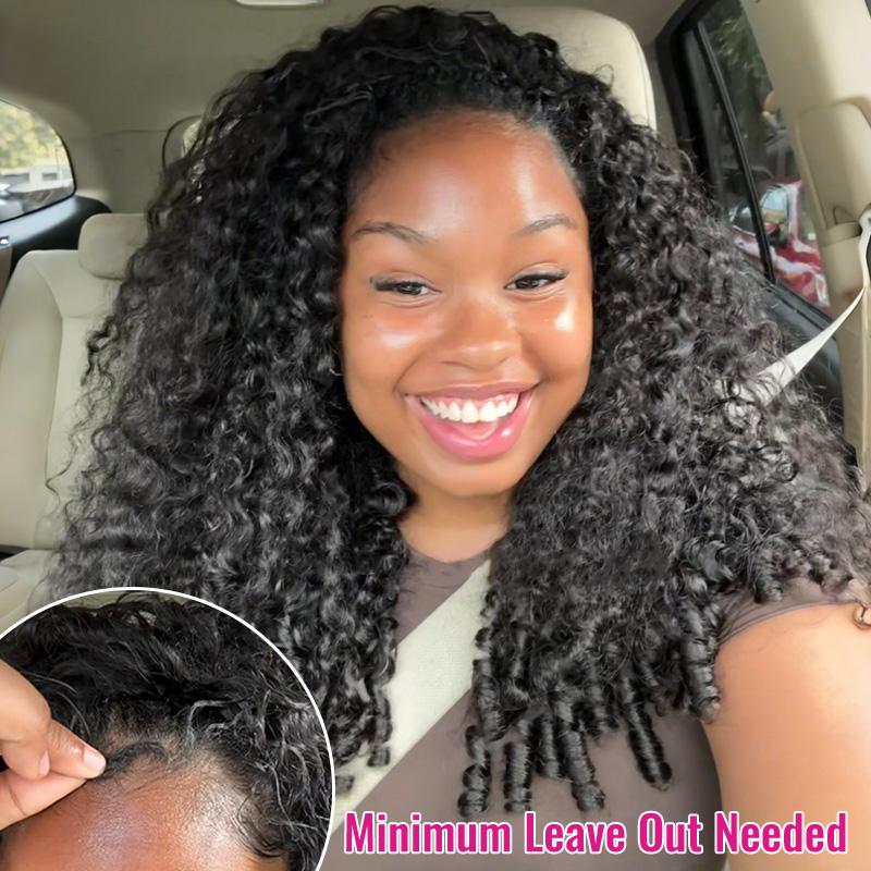 Invisible Hairline Glueless Half Wig – 3-in-1 Kinky Curly Flip Over Wig with Ponytail & Bun Styles – Beginner Friendly Natural Look Wig