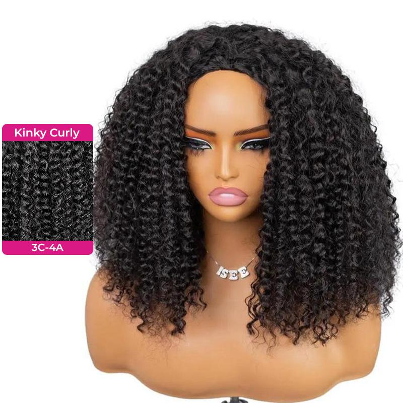 Invisible Hairline Glueless Half Wig – 3-in-1 Kinky Curly Flip Over Wig with Ponytail & Bun Styles – Beginner Friendly Natural Look Wig