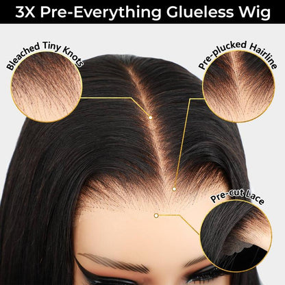 🔥Limited-time offer: 50% off! Pre-cut lace voluminous straight wig, 360° full lace front, glue-free.